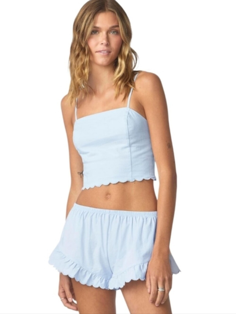 Florence By Mills Sweet Solstice Scallop Linen Short & Cami Set NWT - Picture 1 of 13